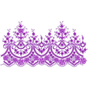 Ornamental Floral Lace Embroidery Border with Scalloped Edge and Beaded Detailing