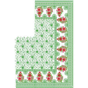 Vibrant Floral Bouquet Saree Embroidery Design with Intricate Vine Fill and Ornamental Border