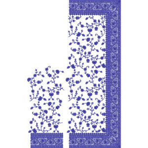 Elegant Monotone Floral Vine Saree Embroidery Design with Intricate Decorative Border