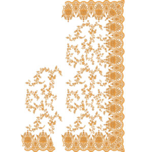 Elegant Paisley Floral Vine Saree Embroidery Design with Ornate Scalloped Border