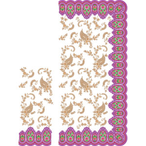 Classic Paisley Floral Saree Embroidery Design with Vibrant Ornamental Scalloped Border