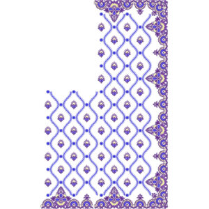 Stylish Diamond Lattice Saree Embroidery Design with Floral Buti and Ornamental Border