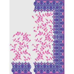 Elegant Floral Vine Saree Embroidery Design with Bold Paisley-Inspired Ornamental Border