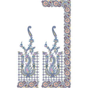 Artistic Paisley Floral Saree Embroidery Design with Multicolor Ornamental Border