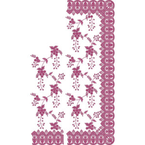 Delicate Floral Vine Saree Embroidery Design with Elegant Scalloped Lace Border