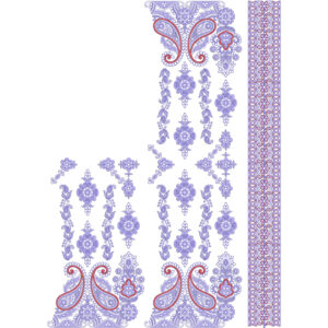 Elegant Paisley Floral Saree Embroidery Design with Vertical Ornamental Border