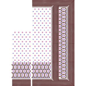 Geometric Buti Saree Embroidery Design with Multicolor Accents and Structured Ornamental Border