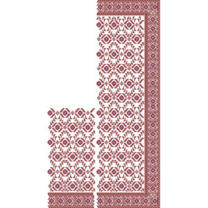 Traditional Geometric Ethnic Saree Embroidery Design with Tribal-Inspired Ornamental Border