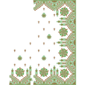 Elegant Floral Buti Saree Embroidery Design with Ornate Scalloped Border and Rich Decorative Detailing