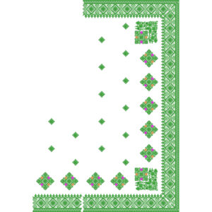 Geometric Floral Buti Saree Embroidery Design with Multicolor Accents and Traditional Ornamental Border