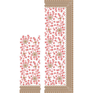 Elegant Floral Vine Saree Embroidery Design with Contrast Ornamental Border and Lace Detailing