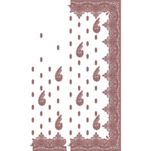 Elegant Paisley Buti Saree Embroidery Design with Heavy Ornamental Scalloped Border