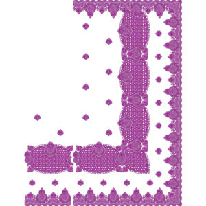 Elegant Oval Motif Saree Embroidery Design with Decorative Scalloped Border and Buti Detailing