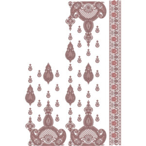 Royal Paisley Floral Saree Embroidery Design with Ornamental Panel Layout and Decorative Border