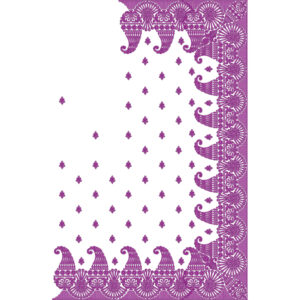 Stylish Fan Motif Saree Embroidery Design with Ornate Scalloped Border and Buti Layout