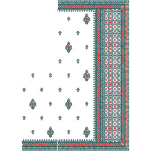 Geometric Floral Buti Saree Embroidery Design with Multicolor Structured Border