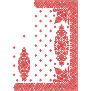 Royal Floral Medallion Saree Embroidery Design with Paisley Accents and Heavy Ornamental Border