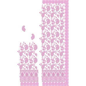 Elegant Paisley Floral Jaal Saree Embroidery Design with Soft Scalloped Border