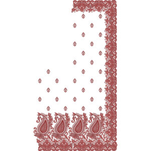 Classic Paisley Buti Saree Embroidery Design with Ornate Curved Border and Floral Detailing