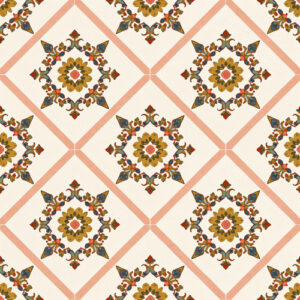 Vintage Ornamental Floral Tile Seamless Pattern Design