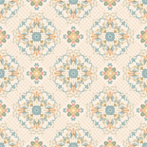 Vintage Ornamental Floral Medallion Seamless Pattern with Decorative Tile Motifs
