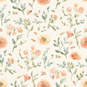 Delicate Peach Wildflower Seamless Pattern with Soft Botanical Sprigs