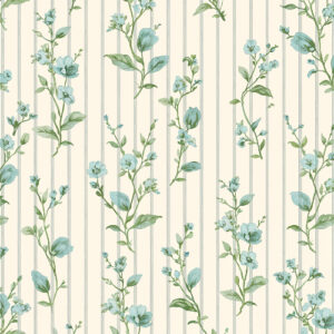 Vintage Blue Floral Stripe Botanical Seamless Pattern Design