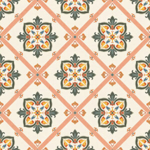 Vintage Ornamental Floral Tile Seamless Pattern with Geometric Medallions