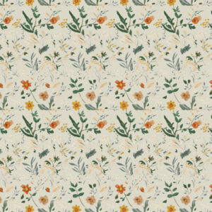 Vintage Wildflower Botanical Seamless Pattern with Orange Meadow Blossoms