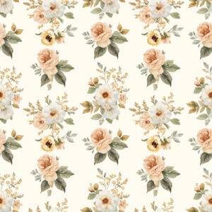 Vintage Peach Rose Bouquet Floral Seamless Pattern Design