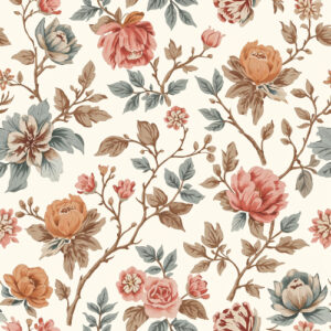 Vintage Botanical Peony Branch Floral Seamless Pattern Design