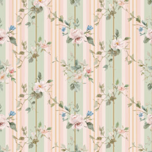 Vintage Pastel Rose Floral Stripe Seamless Pattern Design