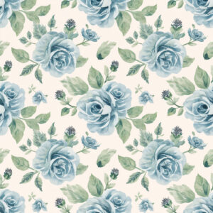 Elegant Blue Rose Botanical Seamless Pattern Design