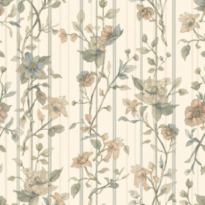 Vintage Botanical Floral Stripe Seamless Pattern Design