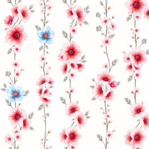 Elegant Pink Blossom Floral Stripe Seamless Pattern Design