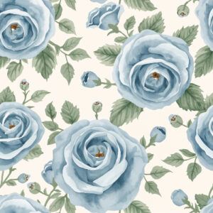 Vintage Blue Rose Botanical Seamless Pattern Design