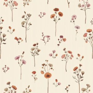 Minimalist Wildflower Botanical Stripe Seamless Pattern Design