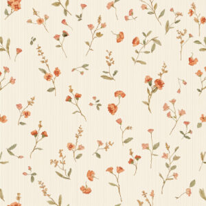 Delicate Peach Wildflower Stripe Seamless Pattern Design