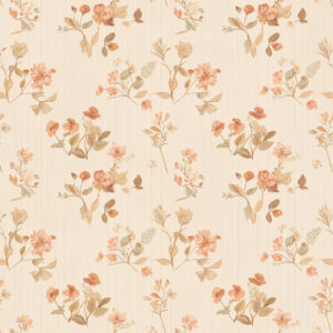 Vintage Peach Floral Bouquet Stripe Seamless Pattern Design