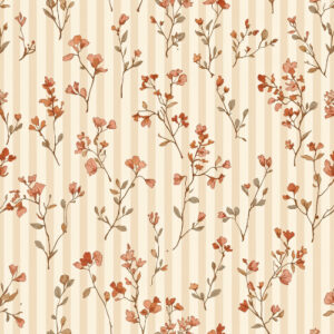 Rust Wildflower Botanical Stripe Seamless Pattern Design