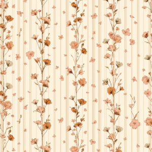 Rust Wildflower Vertical Stripe Botanical Seamless Pattern Design