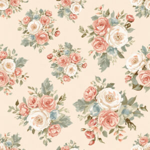 Romantic Vintage Rose Bouquet Floral Seamless Pattern Design