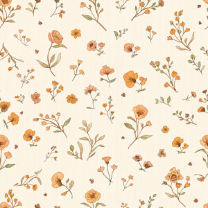 Rust Orange Wildflower Meadow Botanical Seamless Pattern Design