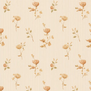 Vintage Beige Wildflower Botanical Seamless Pattern with Fine Vertical Stripes