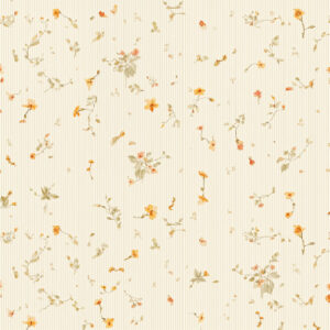 Delicate Wildflower Meadow Botanical Seamless Pattern with Vintage Stripe Background