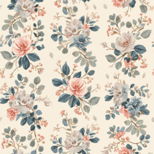 Vintage Rose and Botanical Bouquet Seamless Pattern Design