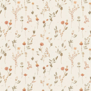 Soft Vintage Wildflower Botanical Seamless Pattern in Peach and Sage
