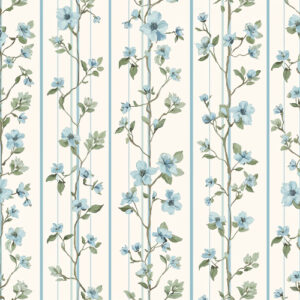 Elegant Blue Blossom Floral Stripe Seamless Pattern Design