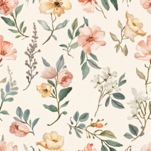 Soft Pastel Wildflower Botanical Seamless Pattern Design