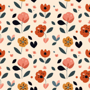 Scandinavian Folk Art Floral Seamless Pattern Design